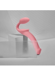 Розовый безремневой страпон Strap-on-me Semi-Realistic Bendable Strap-On size L - Strap-on-me - купить с доставкой в Новочеркасске