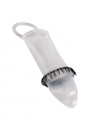 Закрытая насадка на пенис с подхватом мошонки и стимулирующими «ресничками» - Sextaz - в Новочеркасске купить с доставкой