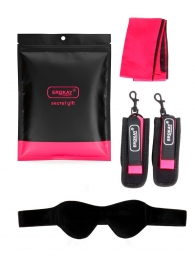 Черно-розовый эротический набор: маска, наручники и повязка - Erokay - купить с доставкой в Новочеркасске