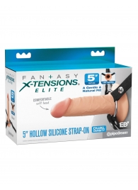 Телесный пустотелый фаллопротез 5’’ Hollow Silicone Strap-On - 14 см. - Pipedream - купить с доставкой в Новочеркасске