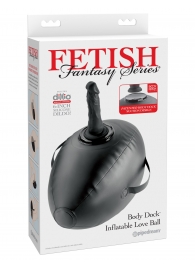 Черный надувной мяч с платформой для фиксации дилдо Body Dock Inflatable Love Ball - Pipedream - купить с доставкой в Новочеркасске