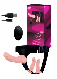 Женский страпон с 3 насадками и вибрацией - Erowoman-Eroman - купить с доставкой в Новочеркасске