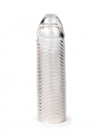 Прозрачная закрытая насадка на пенис с ребрышками - 16 см. - Sex Expert - в Новочеркасске купить с доставкой