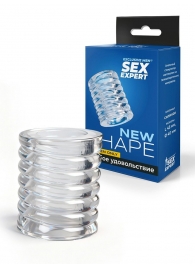 Прозрачная сквозная насадка на пенис с ребрышками - Sex Expert - в Новочеркасске купить с доставкой