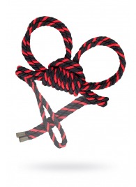 Черно-красные наручники-оковы ’’Узел-омега’’ из хлопковой веревки - Pecado - купить с доставкой в Новочеркасске