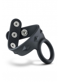 Черное эрекционное кольцо с подхватом мошонки на кнопках VS6 - Blush Novelties - в Новочеркасске купить с доставкой