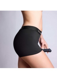 Черные трусики-боксеры для фиксации насадок Strap-on-me Harness Lingerie Allure - size XS - Strap-on-me - купить с доставкой в Новочеркасске