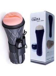 Телесный мастурбатор-вагина в черной колбе с вибрацией - Boys of Toys - в Новочеркасске купить с доставкой