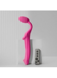 Ярко-розовый безремневой страпон Strap-on-me Vibrating Bendable Strap-On size M - Strap-on-me - купить с доставкой в Новочеркасске