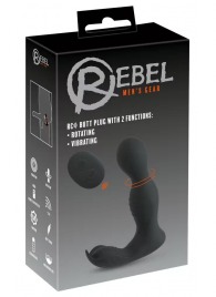 Черная анальная пробка с вибрацией, вращением и пультом ДУ RC Butt Plug with 2 Functions - Orion - в Новочеркасске купить с доставкой