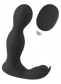 Черная анальная пробка с вибрацией, вращением и пультом ДУ RC Butt Plug with 2 Functions - Orion - в Новочеркасске купить с доставкой