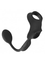 Черное виброкольцо с анальной пробкой Cock Ring with RC Butt Plug - Orion - в Новочеркасске купить с доставкой
