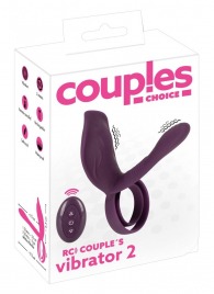 Фиолетовая насадка на член с клиторальным отростком и пультом ДУ RC Couple’s Vibrator 2 - Orion - в Новочеркасске купить с доставкой