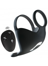 Черная вибронасадка для эрекции и стимуляции мошонки Cock ring with RC ball massager - Orion - в Новочеркасске купить с доставкой