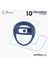 Синее интерактивное эрекционное виброкольцо Rank - Intoyou - в Новочеркасске купить с доставкой