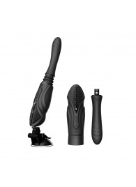 Черная секс-машина с функцией нагрева, насадками и присоской Sesh - Zalo - купить с доставкой в Новочеркасске