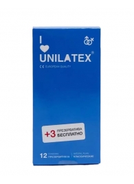 Классические презервативы Unilatex Natural Plain - 12 шт. + 3 шт. в подарок - Unilatex - купить с доставкой в Новочеркасске