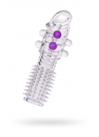 Гелевая прозрачная насадка с шариками и шипами - 14 см. - Toyfa Basic - в Новочеркасске купить с доставкой