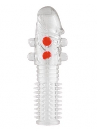 Гелевая прозрачная насадка с шариками и шипами - 14 см. - Toyfa Basic - в Новочеркасске купить с доставкой