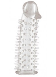 Прозрачная насадка на половой член с закрытой головкой и шипами - 12,5 см. - Toyfa Basic - в Новочеркасске купить с доставкой