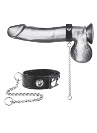 Утяжка на пенис с поводком Snap Cock Ring With 12  Leash - BlueLine - купить с доставкой в Новочеркасске