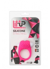 Розовое эрекционное кольцо с щеточкой LIT-UP SILICONE STIMU RING 5 - Dream Toys - в Новочеркасске купить с доставкой