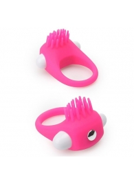 Розовое эрекционное кольцо с щеточкой LIT-UP SILICONE STIMU RING 5 - Dream Toys - в Новочеркасске купить с доставкой