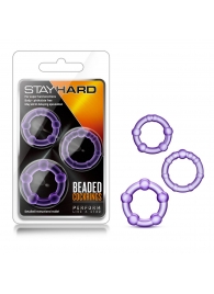 Набор из 3 фиолетовых эрекционных колец Stay Hard Beaded Cockrings - Blush Novelties - в Новочеркасске купить с доставкой