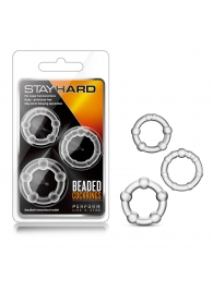 Набор из 3 прозрачных эрекционных колец Stay Hard Beaded Cockrings - Blush Novelties - в Новочеркасске купить с доставкой