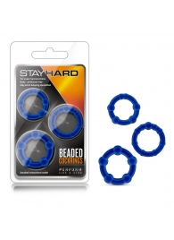 Набор из 3 синих эрекционных колец Stay Hard Beaded Cockrings - Blush Novelties - в Новочеркасске купить с доставкой