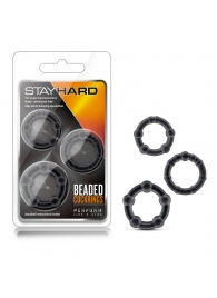 Набор из 3 чёрных эрекционных колец Stay Hard Beaded Cockrings - Blush Novelties - в Новочеркасске купить с доставкой