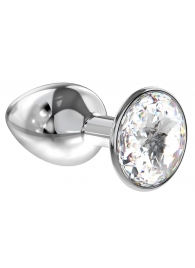 Малая серебристая анальная пробка Diamond Clear Sparkle Small с прозрачным кристаллом - 7 см. - Lola Games - купить с доставкой в Новочеркасске