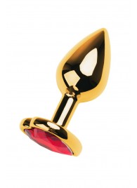 Золотистая анальная пробка с кристаллом-сердцем - 7,5 см. - ToyFa - купить с доставкой в Новочеркасске