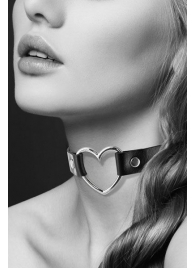 Чёрный чокер с кольцом в форме сердца - Bijoux Pour Toi - купить с доставкой в Новочеркасске