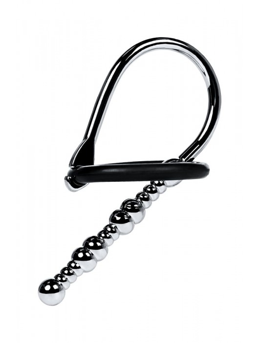 Серебристый уретральный плаг-бусины TOYFA Metal с мягким фиксириющим кольцом - ToyFa - купить с доставкой в Новочеркасске