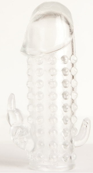 Гелевая прозрачная насадка с 2 отростками - 13 см. - Toyfa Basic - в Новочеркасске купить с доставкой