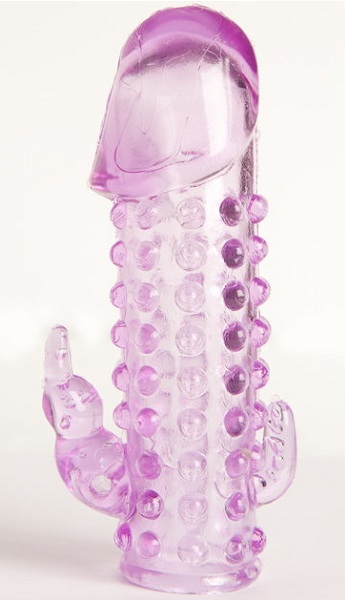 Закрытая фиолетовая насадка с 2 отростками - 13 см. - Toyfa Basic - в Новочеркасске купить с доставкой