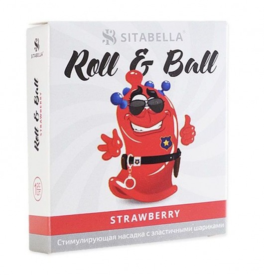 Стимулирующий презерватив-насадка Roll   Ball Strawberry - Sitabella - купить с доставкой в Новочеркасске