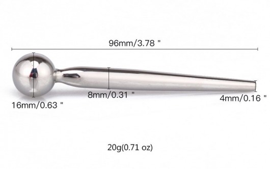 Гладкий металлический уретральный плаг с шариком - 9,6 см. - Notabu - купить с доставкой в Новочеркасске