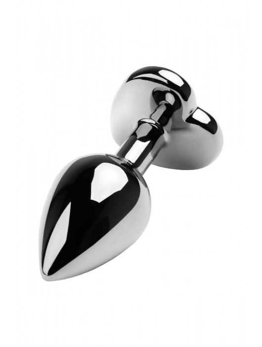 Серебристая коническая анальная пробка с красным кристаллом-сердечком - 7 см. - ToyFa - купить с доставкой в Новочеркасске