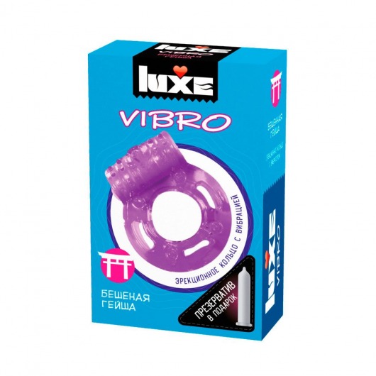 Фиолетовое эрекционное виброкольцо Luxe VIBRO  Бешеная гейша  + презерватив - Luxe - в Новочеркасске купить с доставкой