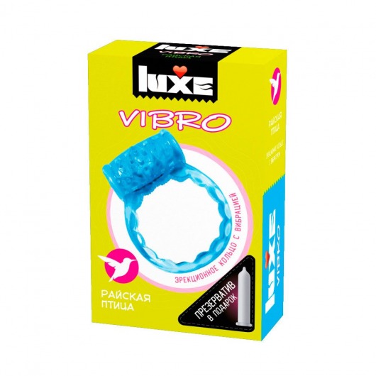 Голубое эрекционное виброкольцо Luxe VIBRO  Райская птица  + презерватив - Luxe - в Новочеркасске купить с доставкой