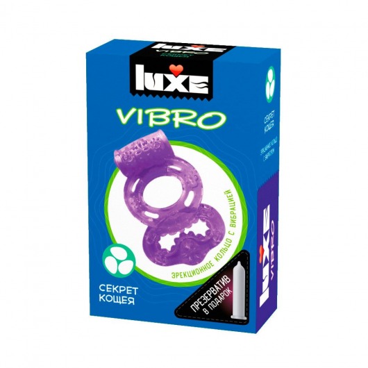 Фиолетовое эрекционное виброкольцо Luxe VIBRO  Секрет Кощея  + презерватив - Luxe - в Новочеркасске купить с доставкой