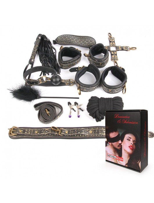 Чёрно-золотистый набор БДСМ - Notabu - купить с доставкой в Новочеркасске