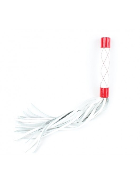 Бело-красная плеть средней длины с ручкой - 44 см. - БДСМ Арсенал - купить с доставкой в Новочеркасске