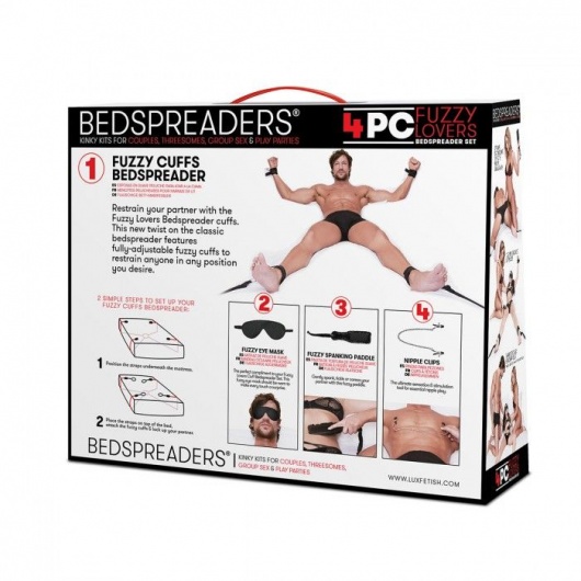 Черный набор БДСМ для фиксации на кровати - Lux Fetish - купить с доставкой в Новочеркасске