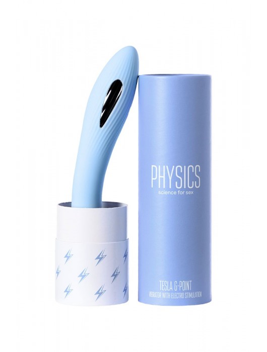 Голубой силиконовый вибратор с электростимуляцией TESLA G-POINT - 21 см. - ToyFa - купить с доставкой в Новочеркасске