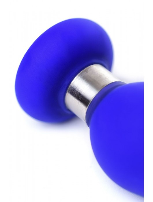 Синяя силиконовая анальная втулка с ограничителем - 10 см. - ToyFa