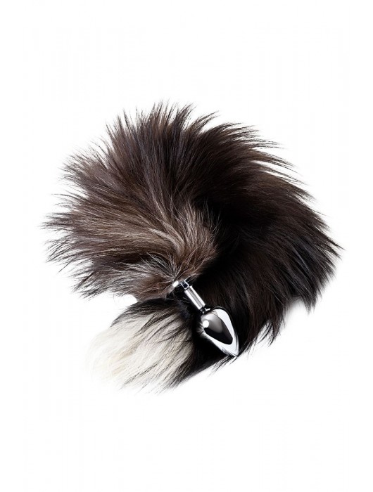 Серебристая металлическая анальная втулка с хвостом чернобурой лисы - размер S - ToyFa - купить с доставкой в Новочеркасске