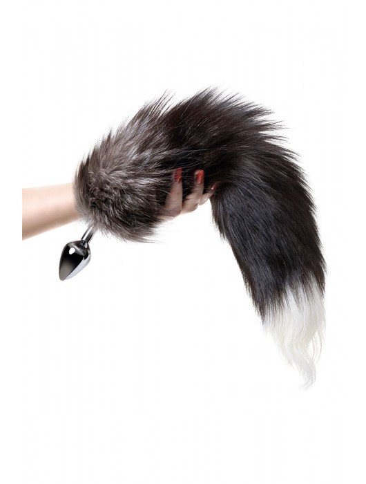 Серебристая металлическая анальная втулка с хвостом чернобурой лисы - размер S - ToyFa - купить с доставкой в Новочеркасске